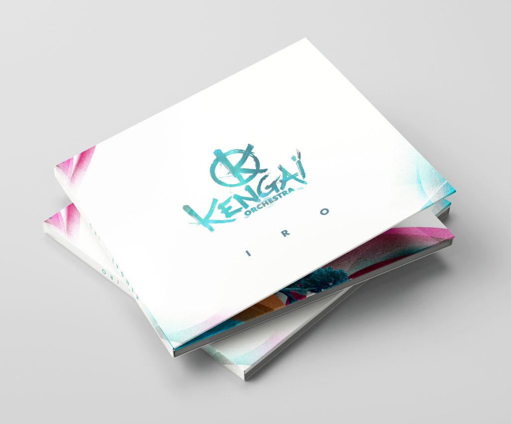 Photomontage de la couverture du Digipack de Kengai, avec un design visuel percutant et une ambiance musicale unique qui reflète l'univers du groupe, tout en mettant en avant l'artwork et l'identité graphique de l'album.